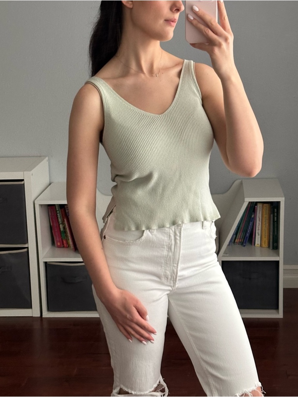 Abercrombie and Fitch Ribbed light green tank top
